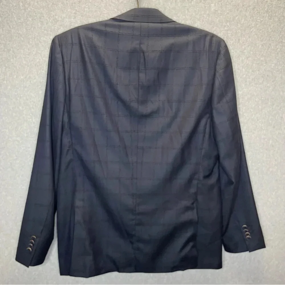 Robert Graham Wool/Silk Blend Windowpane Navy Blue Blazer Suit Jacket